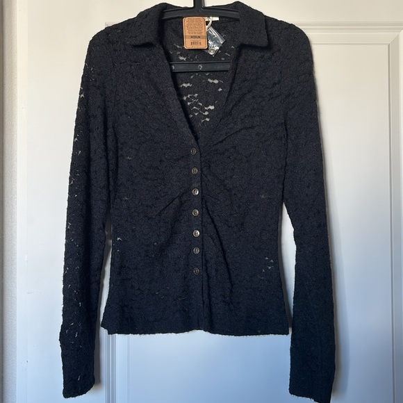 Brand New-Natural Life Black Lace Shirt/Cardigan - Picture 3 of 5
